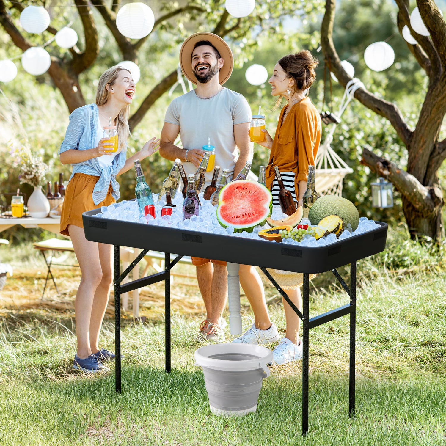 4 Feet Plastic Party Ice Folding Table with Matching Skirt