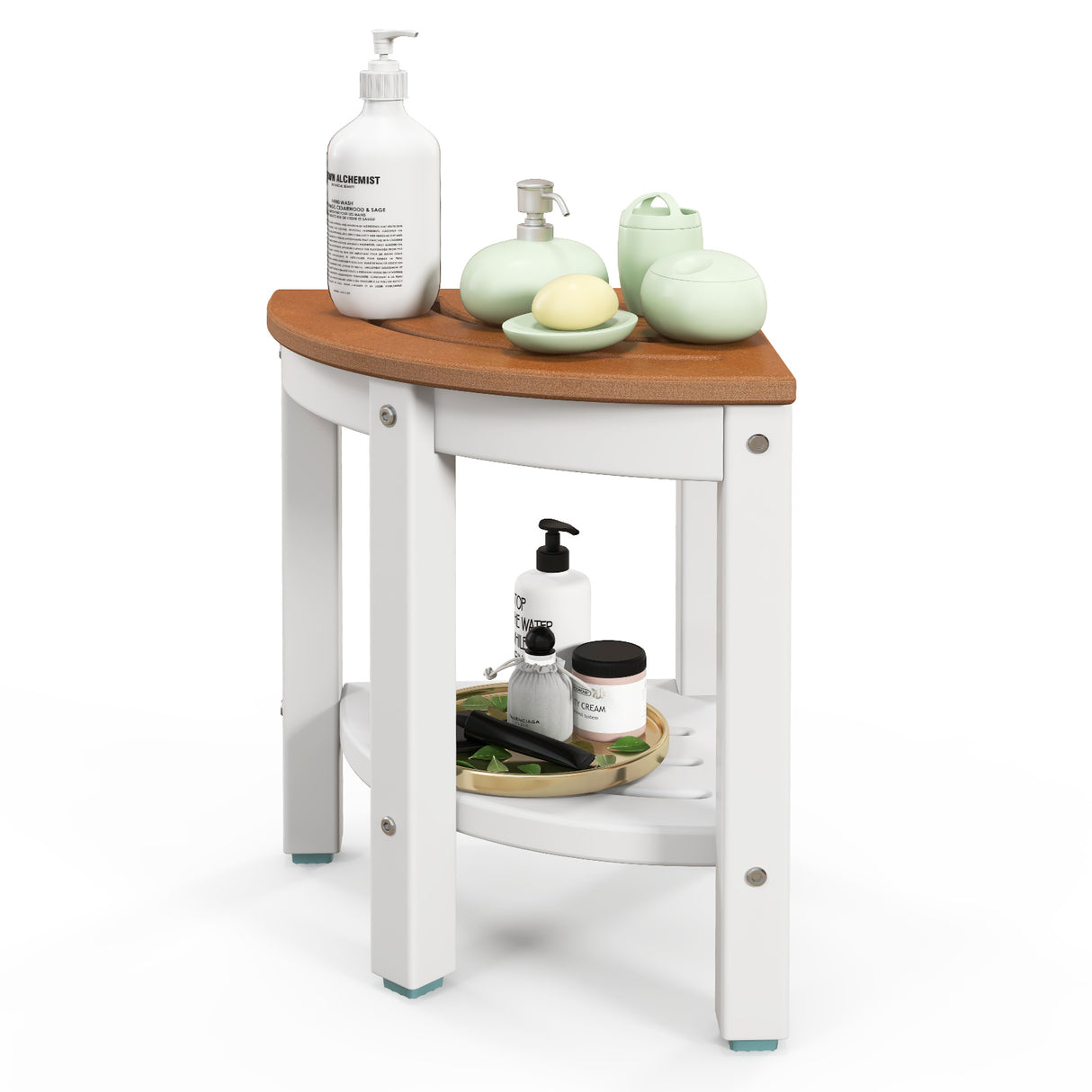 3-in-1 Bath & Storage Combo: Tall Cabinet  Shower Bench & Buffet Sideboard