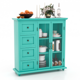 3-in-1 Bath & Storage Combo: Tall Cabinet  Shower Bench & Buffet Sideboard