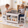 1 Kids Table and Chairs with Building Blocks and Bookshelves