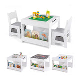 1 Kids Table and Chairs with Building Blocks and Bookshelves