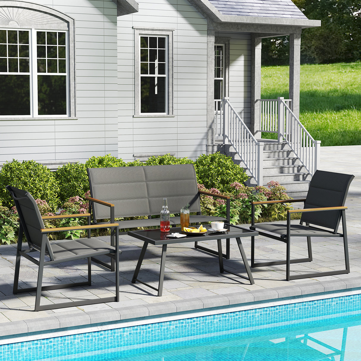 4-Piece Outdoor Conversation Patio Furniture Set