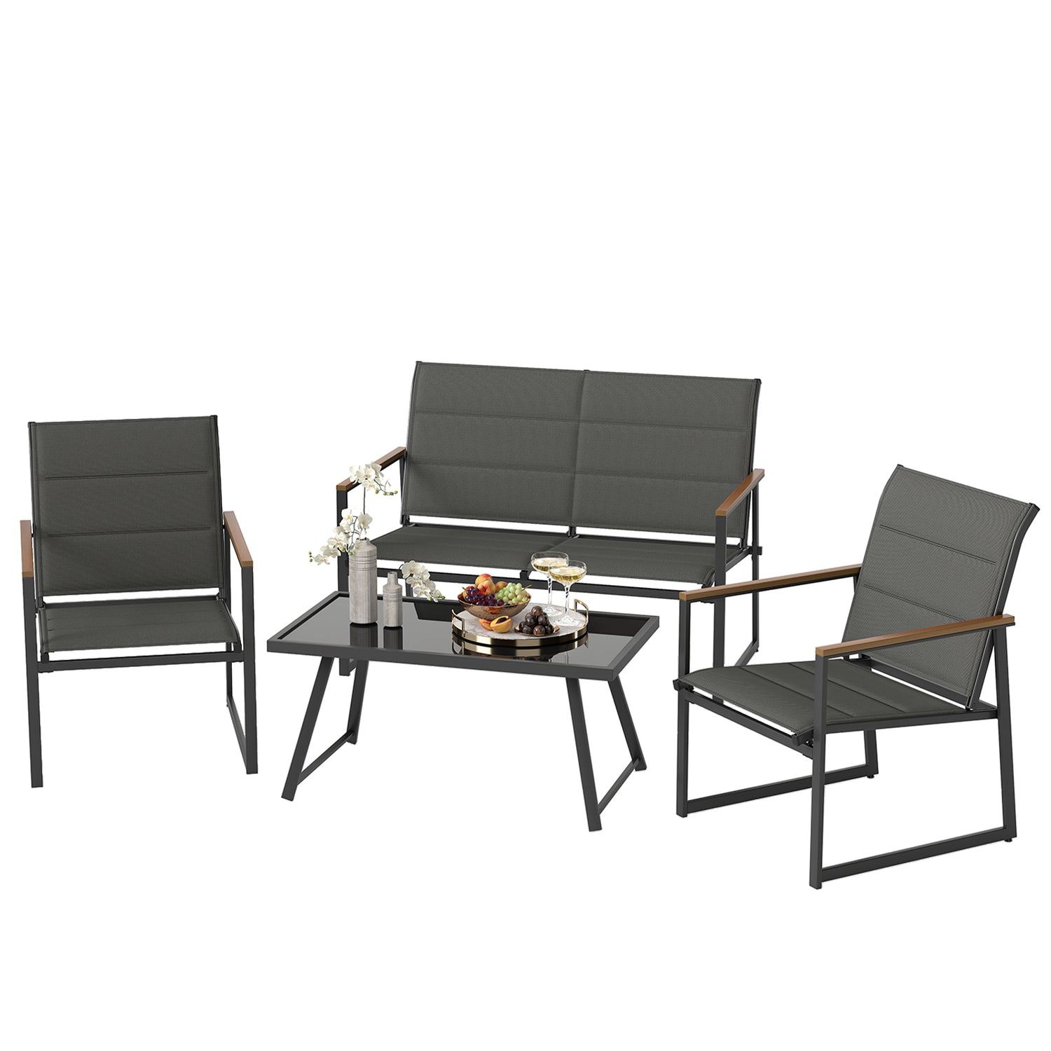 4-Piece Outdoor Conversation Patio Furniture Set