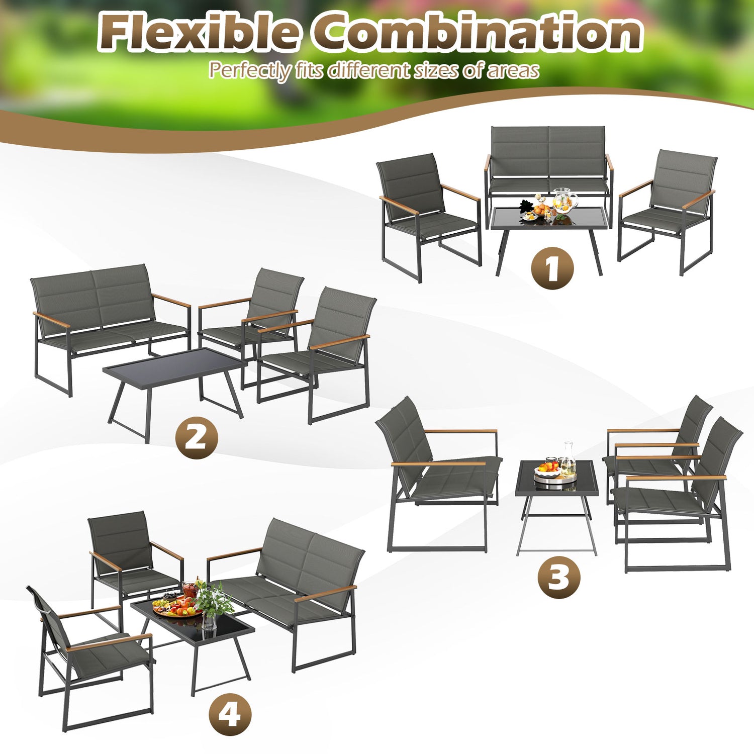 4-Piece Outdoor Conversation Patio Furniture Set