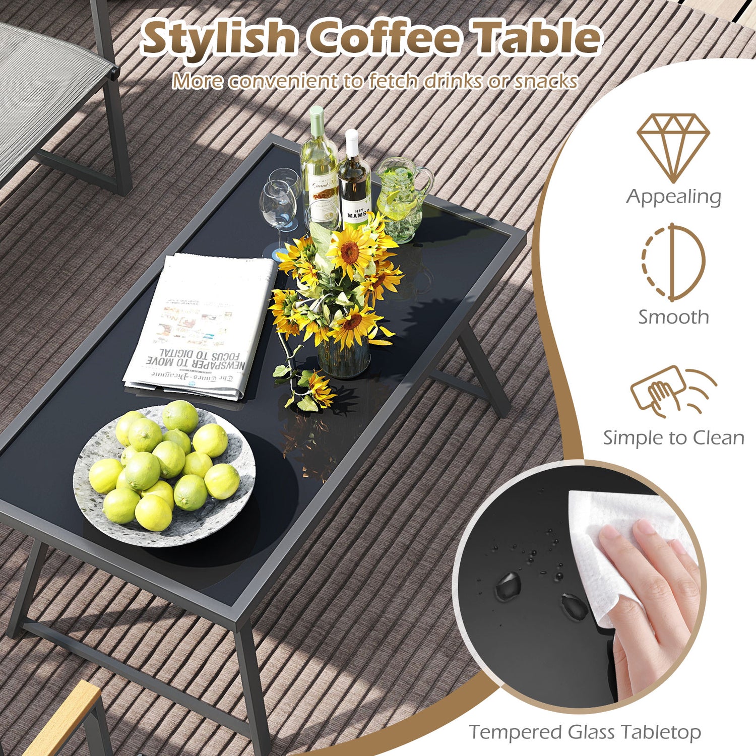 4-Piece Outdoor Conversation Patio Furniture Set