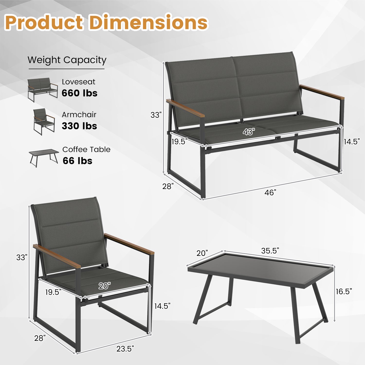 4-Piece Outdoor Conversation Patio Furniture Set