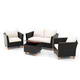 4 Piece Outdoor Conversation Set with Storage Coffee Table