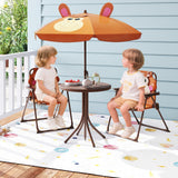 4 Pieces Kids Picnic Set with 2 Folding Chairs and Height Adjustable Umbrella