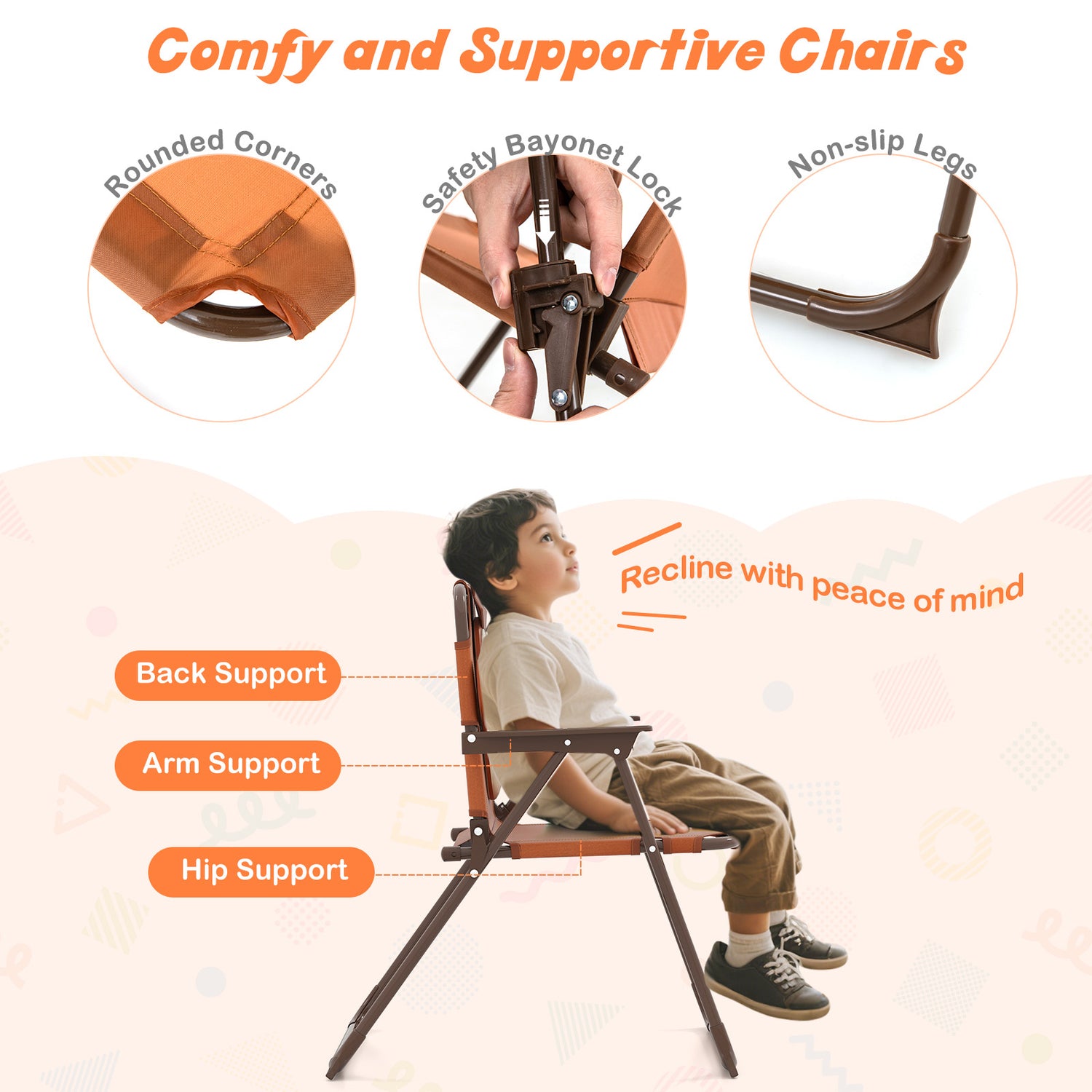 4 Pieces Kids Picnic Set with 2 Folding Chairs and Height Adjustable Umbrella