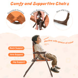 4 Pieces Kids Picnic Set with 2 Folding Chairs and Height Adjustable Umbrella