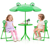4 Pieces Kids Picnic Set with 2 Folding Chairs and Height Adjustable Umbrella