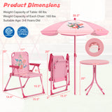 4 Pieces Kids Picnic Set with 2 Folding Chairs and Height Adjustable Umbrella