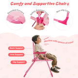 4 Pieces Kids Picnic Set with 2 Folding Chairs and Height Adjustable Umbrella