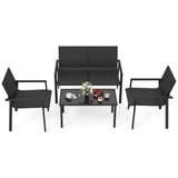 4 Pieces Patio Furniture Set with Heavy Duty Galvanized Metal Frame