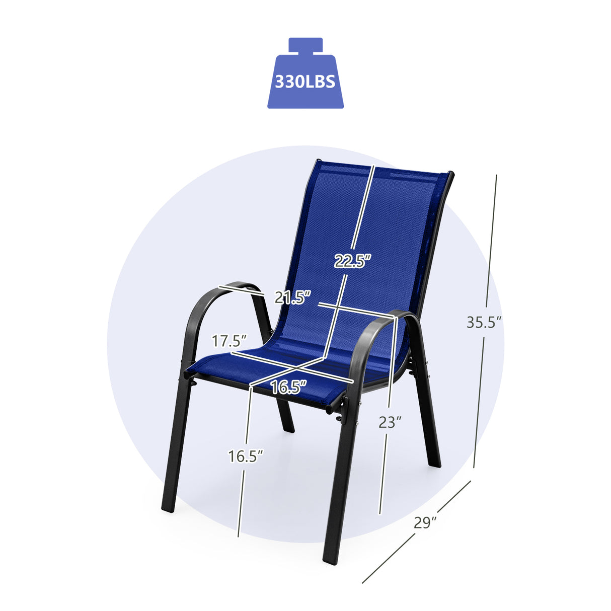 4 Pieces Stackable Patio Dining Chairs Set with Armrest
