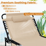 4 Position Folding Lounge Chaise with Adjustable Backrest and Footrest