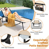 4 Position Folding Lounge Chaise with Adjustable Backrest and Footrest