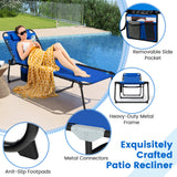 4 Position Folding Lounge Chaise with Adjustable Backrest and Footrest