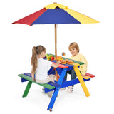 Outdoor 4-Seat Kid's Picnic Table Bench with Umbrella