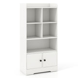4 Tiers Bookshelf with 4 Cubes Display Shelf and 2 Doors
