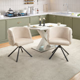 270° Swivel Home Office Desk Chairs Set of 2,Modern Dining Chairs, Upholstered Bedroom Chairs with Metal Base,Makeup Chair for Vanity, for Living Room, Bedroom,Study Room,Dining Room(Beige)