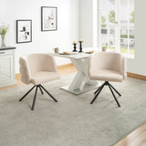270° Swivel Home Office Desk Chairs Set of 2,Modern Dining Chairs, Upholstered Bedroom Chairs with Metal Base,Makeup Chair for Vanity, for Living Room, Bedroom,Study Room,Dining Room(Beige)