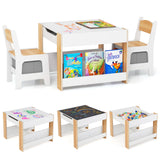 4 in 1 Kids Toddler Activity Table and Chairs Set with Reversible Tabletop