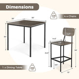 5-Piece Industrial Dining Table Set with Counter Height Table and 4 Bar Stools