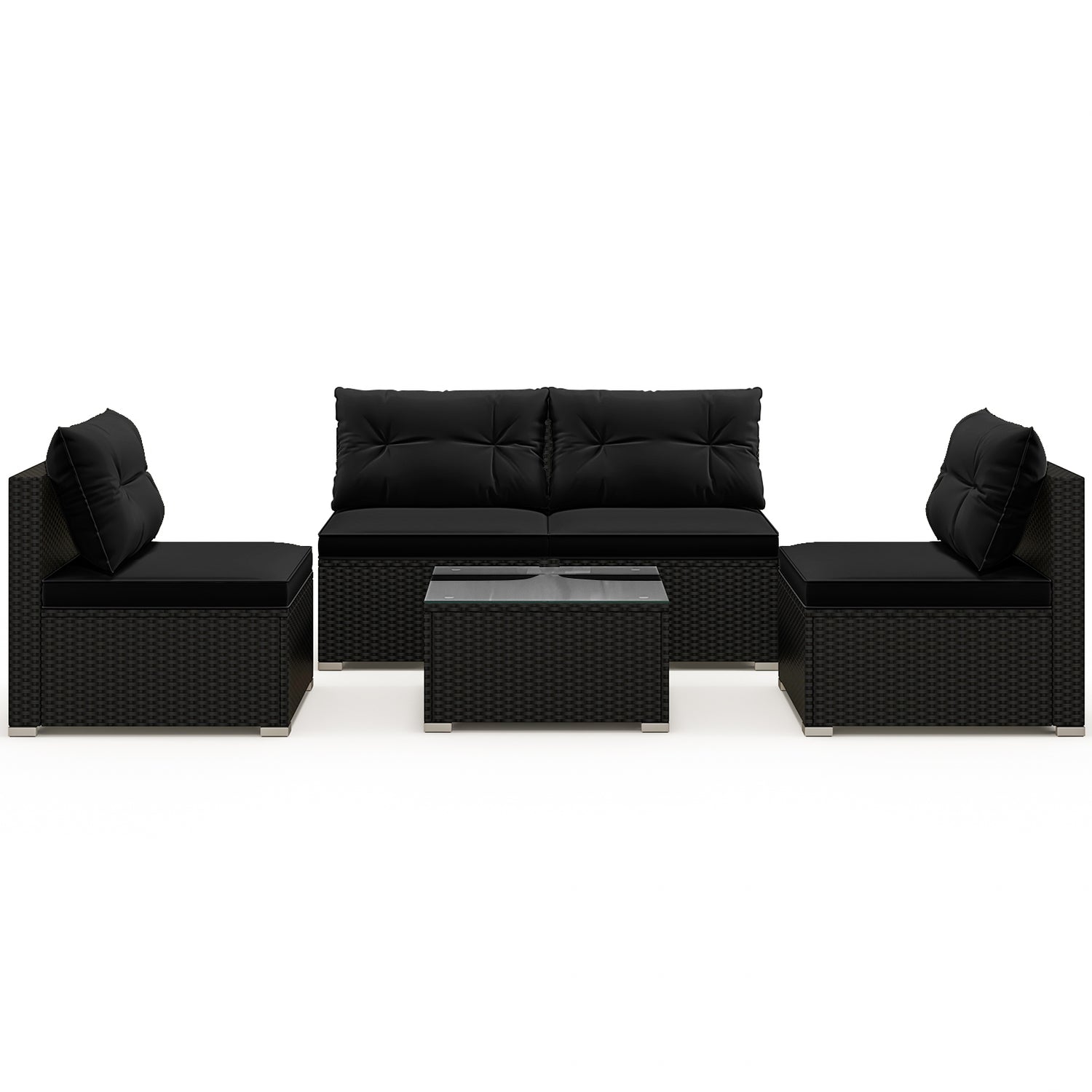 5-Piece Outdoor Patio Furniture Set with Cushions and Coffee Table