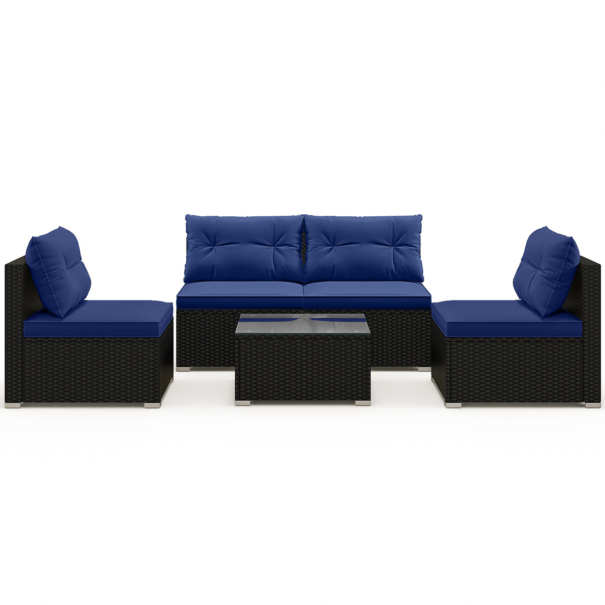 5-Piece Outdoor Patio Furniture Set with Cushions and Coffee Table
