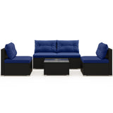 5-Piece Outdoor Patio Furniture Set with Cushions and Coffee Table