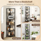 5-Tier Freestanding Corner Shelf 63 Inch Tall Storage Rack