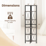 5-Tier Freestanding Corner Shelf 63 Inch Tall Storage Rack