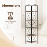 5-Tier Freestanding Corner Shelf 63 Inch Tall Storage Rack