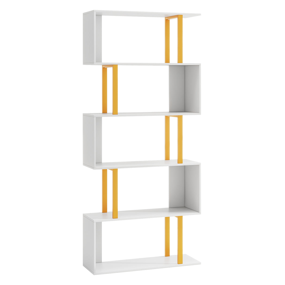 5-Tier/6-Tier Geometric Bookcase with Metal Frame and Anti-tipping Kits-5