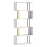 5-Tier/6-Tier Geometric Bookcase with Metal Frame and Anti-tipping Kits-5