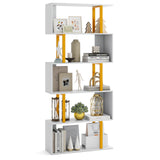 5-Tier/6-Tier Geometric Bookcase with Metal Frame and Anti-tipping Kits-5