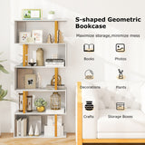 5-Tier/6-Tier Geometric Bookcase with Metal Frame and Anti-tipping Kits-5