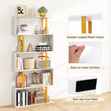 5-Tier/6-Tier Geometric Bookcase with Metal Frame and Anti-tipping Kits-5