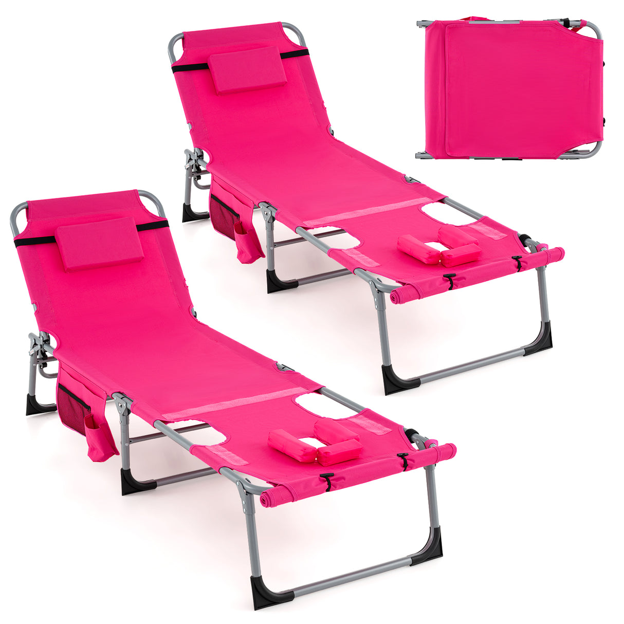 5-position Outdoor Folding Chaise Lounge Chair