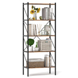 5-Tier Bookshelf with Open Shelves and Heavy Duty Metal Frame