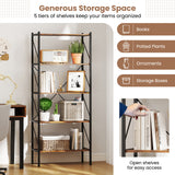 5-Tier Bookshelf with Open Shelves and Heavy Duty Metal Frame