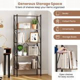 5-Tier Bookshelf with Open Shelves and Heavy Duty Metal Frame