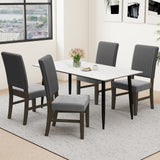 Dining Chair Set of 2 Mid-Century Modern Velvet Fabric Upholstered Chairs-Grey