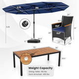 10 Piece Outdoor Patio Dining Set with 15 Feet Double-Sided Twin Umbrella