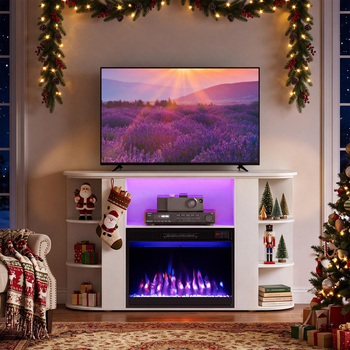 50â Fireplace TV Stand with RGB Lights and 23â Electric Fireplace for Living Room