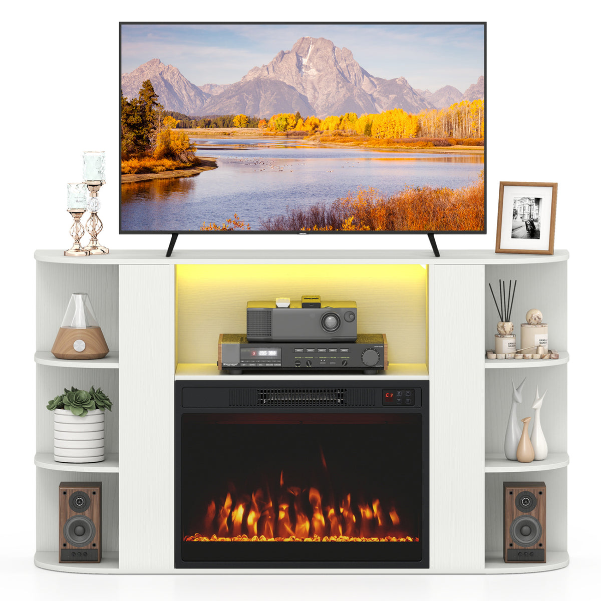 50â Fireplace TV Stand with RGB Lights and 23â Electric Fireplace for Living Room