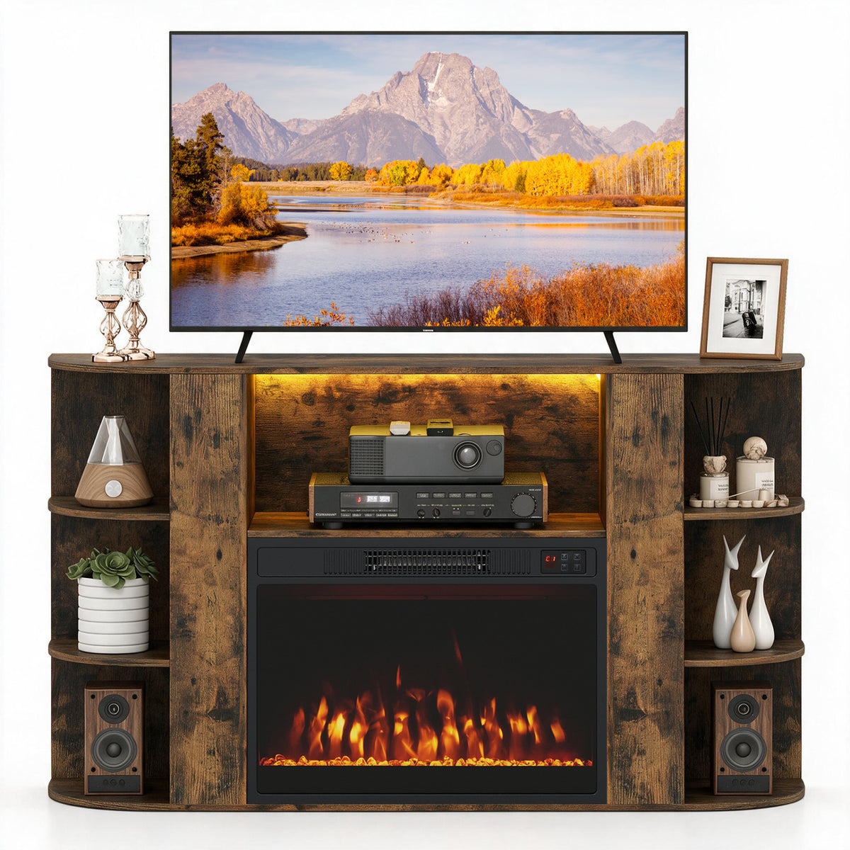 50â Fireplace TV Stand with RGB Lights and 23â Electric Fireplace for Living Room