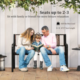50 Inch Outdoor Metal Garden Bench with Rattan-Like Backrest for 2-3 People-Black