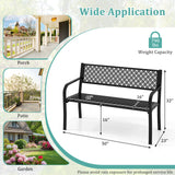 50 Inches Outdoor Garden Bench with Geometric Lattice Backrest and Slatted Seat